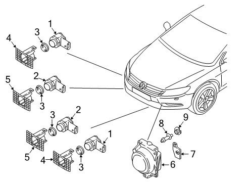 2013 Volkswagen CC Electrical Components - Front Bumper