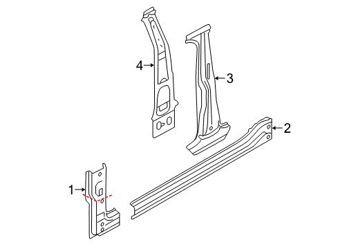 2015 Volkswagen GTI Hinge Pillar, Lock Pillar, Rocker