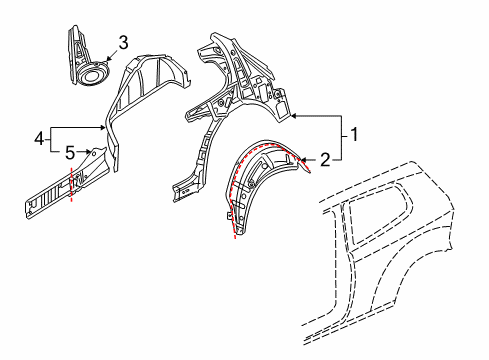 2011 Volkswagen GTI Inner Structure - Quarter Panel