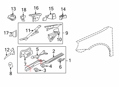 2008 Volkswagen Jetta Structural Components & Rails