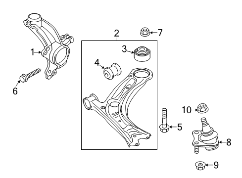 2016 Volkswagen Beetle Front Suspension Components, Lower Control Arm, Stabilizer Bar