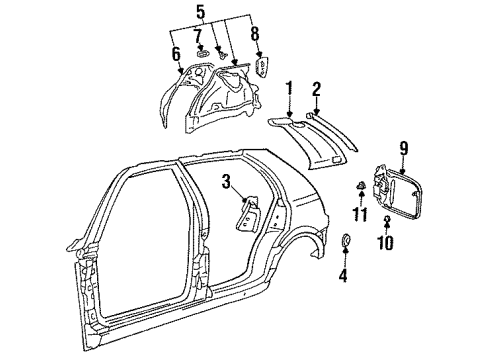 1997 Volkswagen Golf Quarter Panel - Inner Components