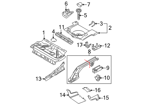 2005 Volkswagen Beetle Rear Body - Floor & Rails
