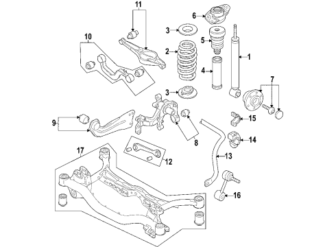 2008 Volkswagen Passat Rear Suspension Components, Lower Control Arm, Upper Control Arm, Stabilizer Bar