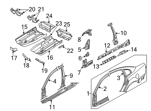 1999 Volkswagen Passat Center Pillar, Hinge Pillar, Rocker Panel, Floor & Rails, Uniside