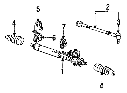 1995 Volkswagen Golf Rack & Pinion Diagram for 1HM-422-055-D