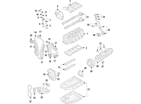 2021 Volkswagen Atlas Engine Parts, Mounts, Cylinder Head & Valves, Camshaft & Timing, Variable Valve Timing, Oil Cooler, Oil Pan, Oil Pump, Balance Shafts, Crankshaft & Bearings, Pistons, Rings & Bearings
