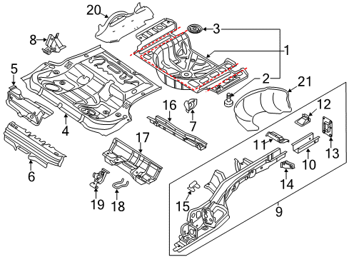 2019 Volkswagen Passat Rear Body - Floor & Rails