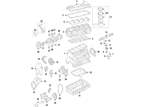 2011 Volkswagen Jetta Engine Parts, Mounts, Cylinder Head & Valves, Camshaft & Timing, Variable Valve Timing, Oil Cooler, Oil Pan, Oil Pump, Crankshaft & Bearings, Pistons, Rings & Bearings