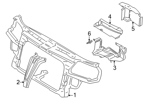 2002 Volkswagen Golf Radiator Support Diagram for 1J0-805-588-T