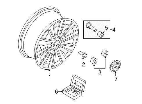 2018 Volkswagen Beetle Wheels, Covers & Trim Diagram 2