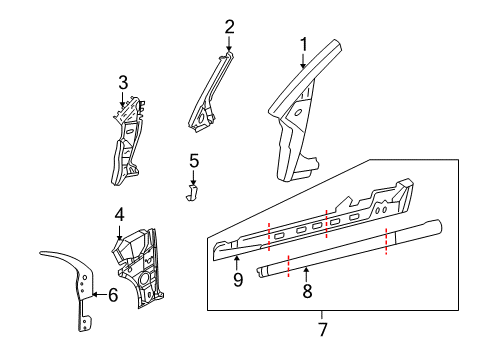 2005 Volkswagen Beetle Hinge Pillar, Rocker Panel