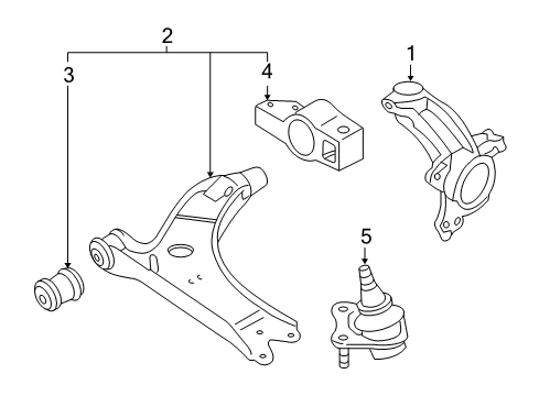 2011 Volkswagen GTI Front Suspension Components, Lower Control Arm, Stabilizer Bar
