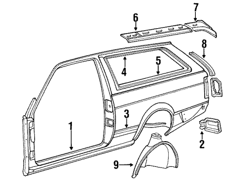 1988 Volkswagen Fox Quarter Panel & Components, Inner Structure, Glass, Exterior Trim