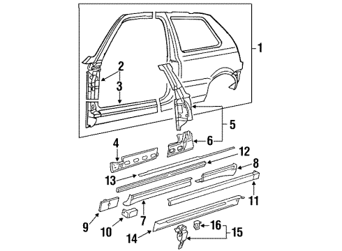 1995 Volkswagen Golf Hinge Pillar Diagram for 1HM-809-604-H