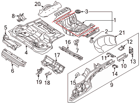 2021 Volkswagen Passat Rear Floor & Rails
