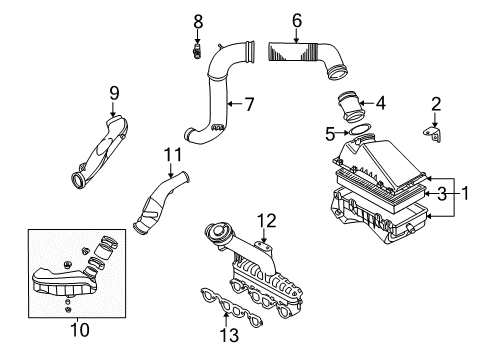 1998 Volkswagen Beetle Intake Hose Diagram for 1J0-129-654-L