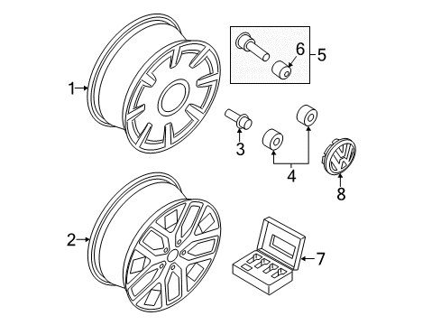 2018 Volkswagen Beetle Wheels, Covers & Trim Diagram 6