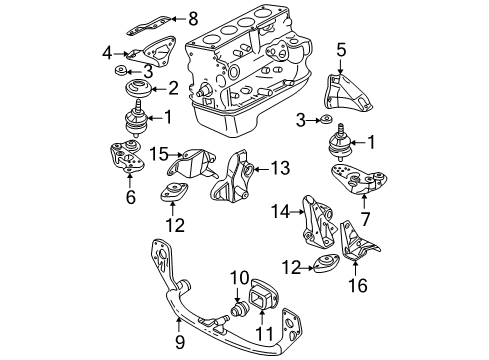 2005 Volkswagen Passat Engine & Trans Mounting Diagram 1