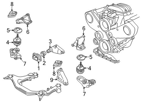 1998 Volkswagen Passat Engine & Trans Mounting Diagram 4