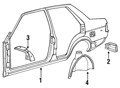 1992 Volkswagen Fox Quarter Panel & Components, Inner Structure, Glass, Exterior Trim
