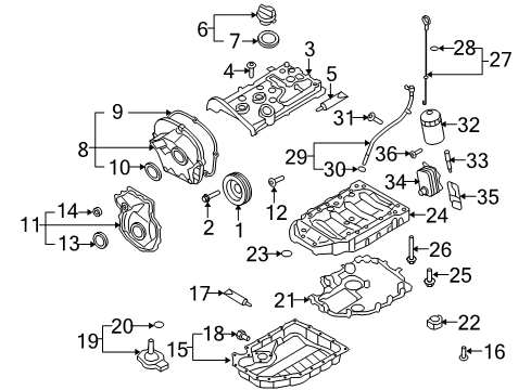 2011 Volkswagen GTI Engine Parts, Mounts, Cylinder Head & Valves, Camshaft & Timing, Variable Valve Timing, Oil Cooler, Oil Pan, Oil Pump, Balance Shafts, Crankshaft & Bearings, Pistons, Rings & Bearings