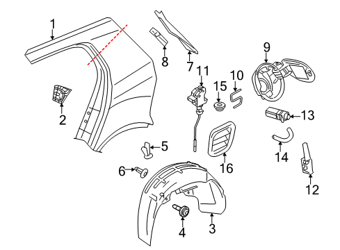 2014 Volkswagen GTI Quarter Panel & Components