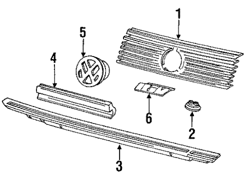 1993 Volkswagen Corrado Grille Diagram for 535-853-653-A-01C