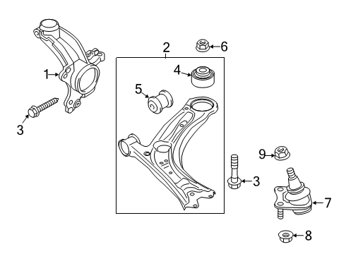2021 Volkswagen Passat Front Suspension Components, Lower Control Arm, Stabilizer Bar