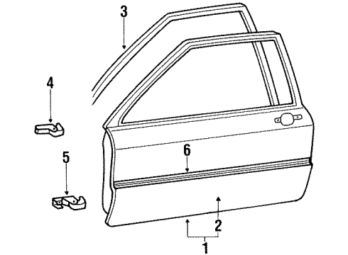 1988 Volkswagen Fox Front Door & Components, Exterior Trim