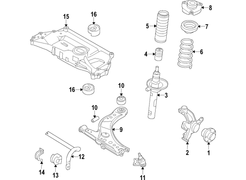 2022 Volkswagen Jetta Front Suspension Components, Lower Control Arm, Stabilizer Bar