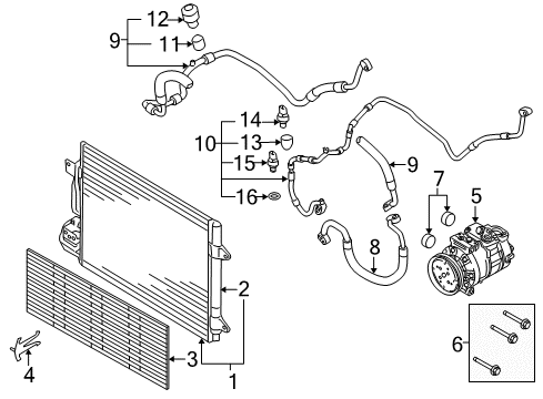 2010 Volkswagen Jetta A/C Condenser, Compressor & Lines