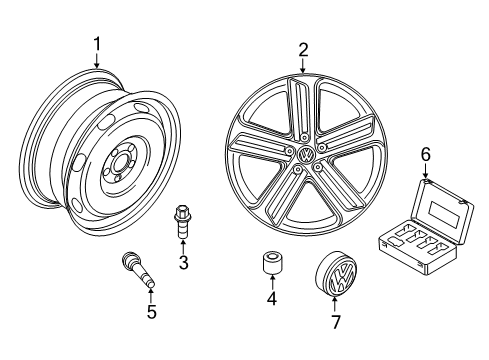 2019 Volkswagen Golf R Wheels, Covers & Trim Diagram 5