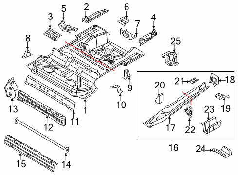 2016 Volkswagen Eos Rear Body - Floor & Rails