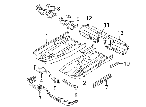 2002 Volkswagen Passat Pillars, Rocker & Floor - Floor & Rails Diagram 2
