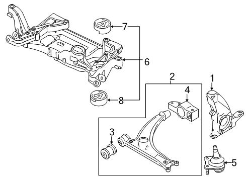 2008 Volkswagen Passat Front Suspension Components, Lower Control Arm, Stabilizer Bar
