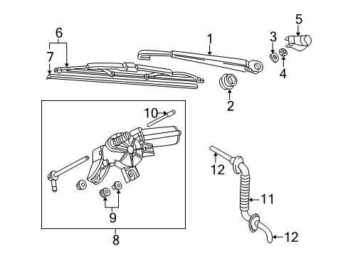 2001 Volkswagen Golf Wiper Arm Diagram for 1J6-955-707-A