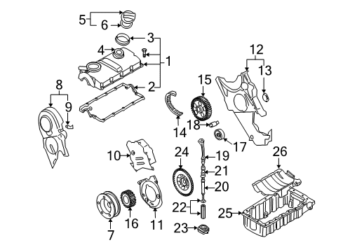 2006 Volkswagen Golf Engine Parts, Mounts, Cylinder Head & Valves, Camshaft & Timing, Oil Pan, Oil Pump, Crankshaft & Bearings, Pistons, Rings & Bearings