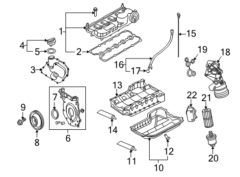 2010 Volkswagen Beetle Engine Parts & Mounts, Timing, Lubrication System Diagram 1