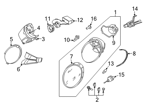 2004 Volkswagen Beetle High Mount Lamp Diagram for 1C0-945-097-E