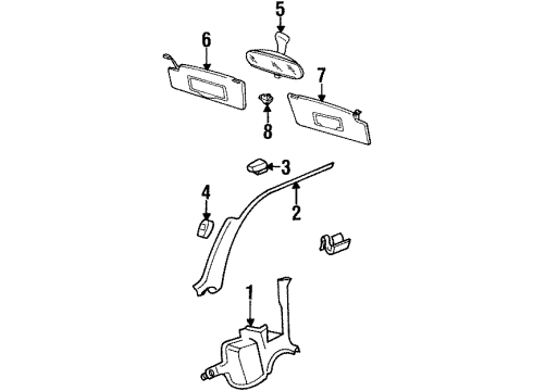 1996 Volkswagen Golf Mirror Inside Diagram for 1H0-857-511-B-01C