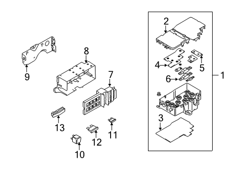 2005 Volkswagen Phaeton Fuse & Relay Box Diagram for 3D0-937-499-B