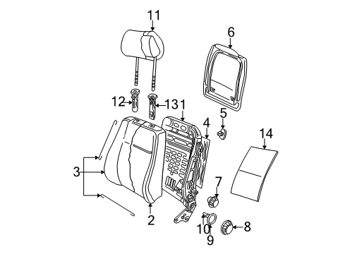 2005 Volkswagen Passat Front Seat Components Diagram 1