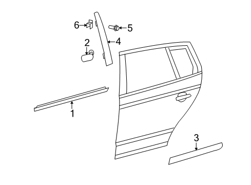 2006 Volkswagen Rabbit Exterior Trim - Rear Door