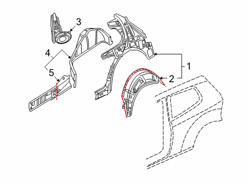 2013 Volkswagen Golf R Inner Structure - Quarter Panel