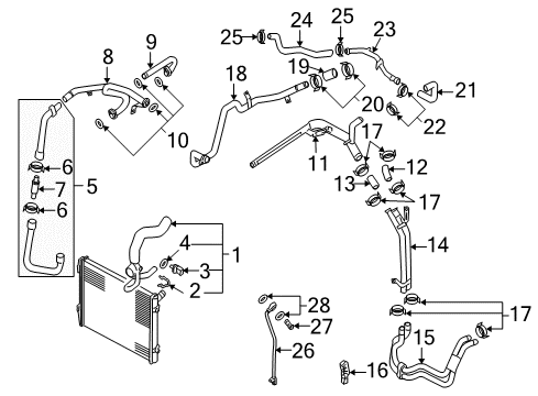 2004 Volkswagen Touareg Lower Hose Diagram for 7L6-122-051-C
