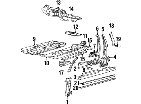 1995 Volkswagen Passat Center Pillar, Hinge Pillar, Rocker, Exterior Trim, Floor