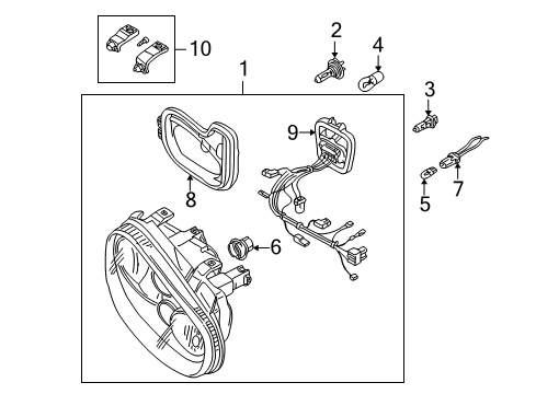 2002 Volkswagen Golf Headlamp Assembly Diagram for 1J0-941-017-C