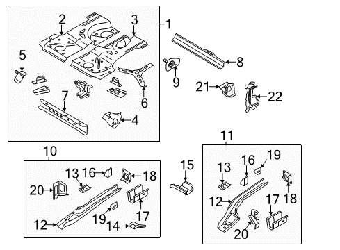 2012 Volkswagen Golf Rear Floor & Rails