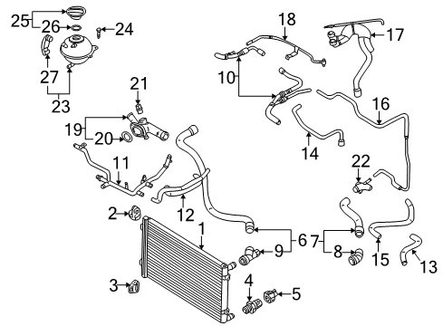 2001 Volkswagen Golf Overflow Hose Diagram for 1J0-122-109-AA